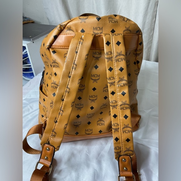 MCM Tan Backpack with Iconic Monogram Design - Picture 9 of 12